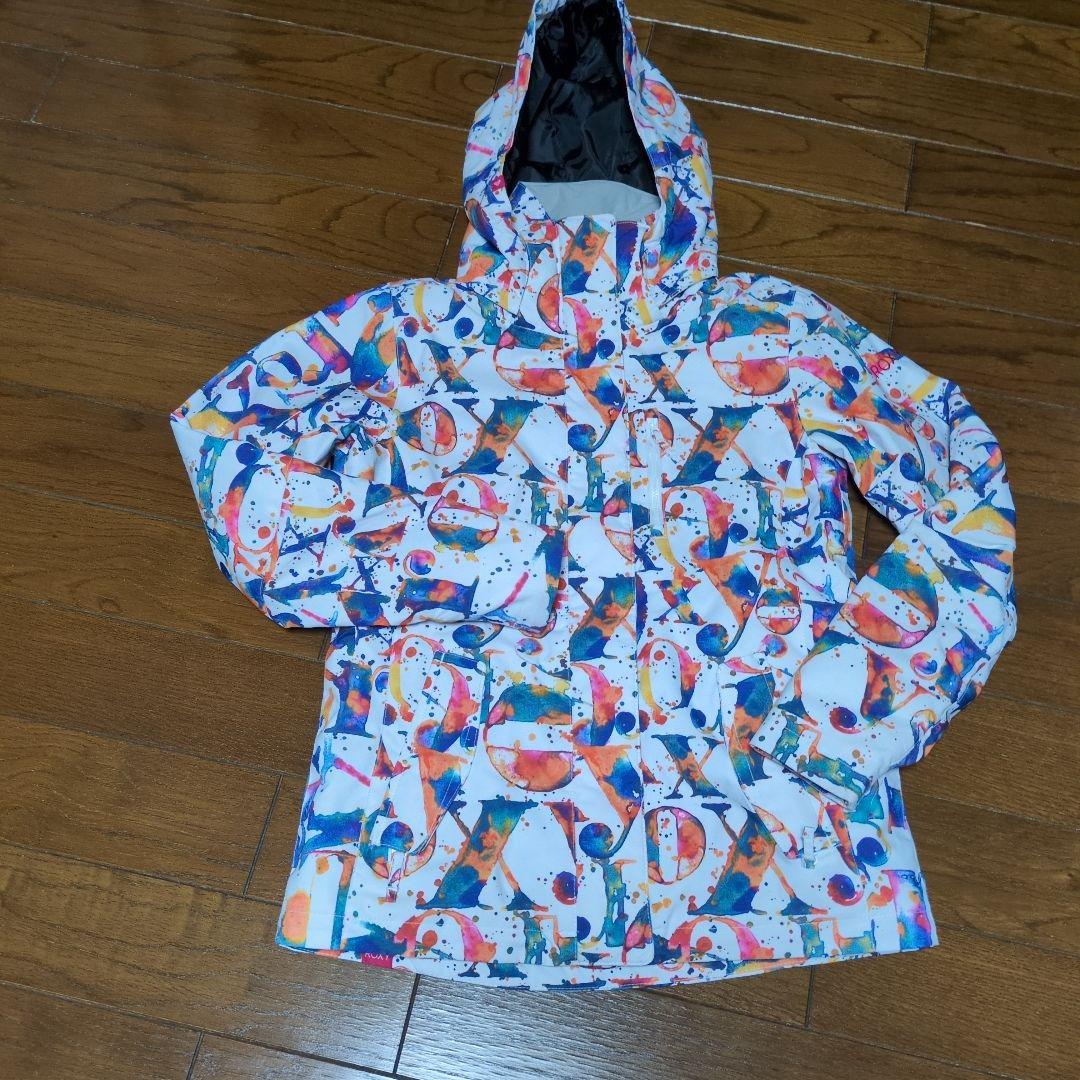 【美品】ROXY　スノボウェア　上下セット　Ｓ　総柄　　カラフル　ロゴ　パープル