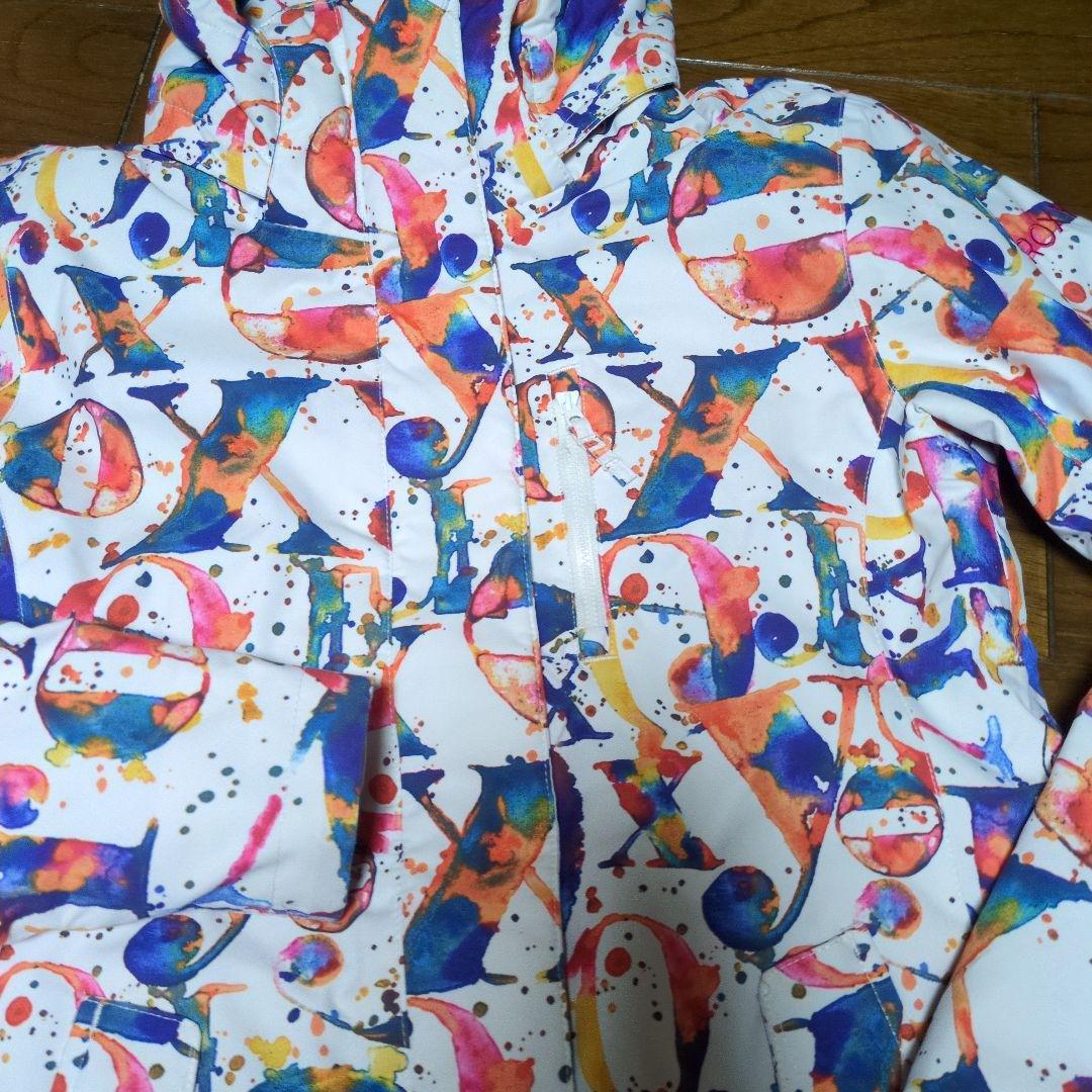 【美品】ROXY　スノボウェア　上下セット　Ｓ　総柄　　カラフル　ロゴ　パープル