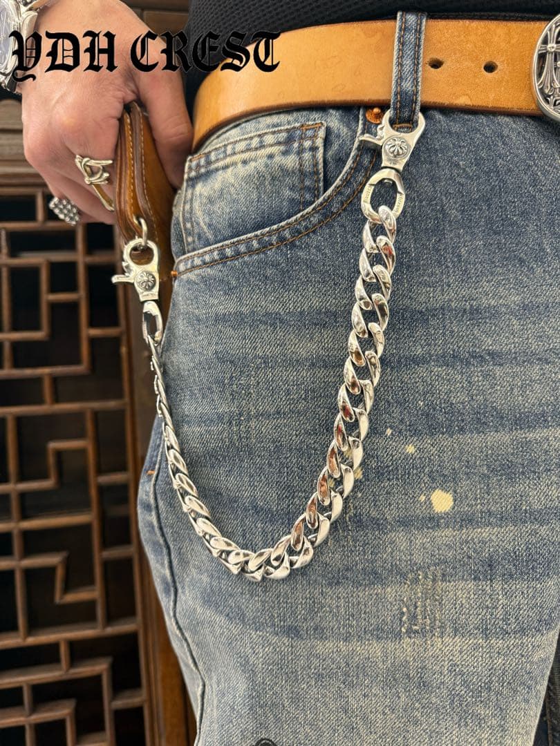 ★ZKWCN40　ウォレットチェーン　重厚クロスチームチェーン40cm　刻印有り