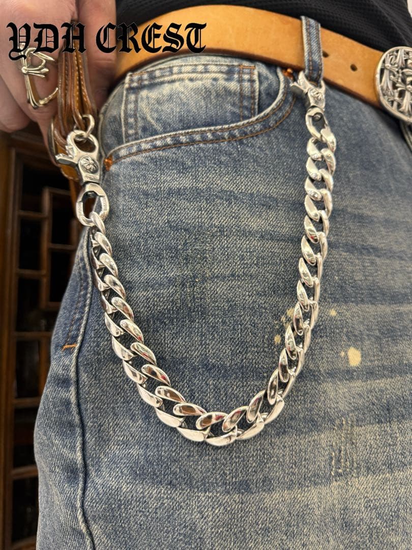 ★ZKWCN40　ウォレットチェーン　重厚クロスチームチェーン40cm　刻印有り