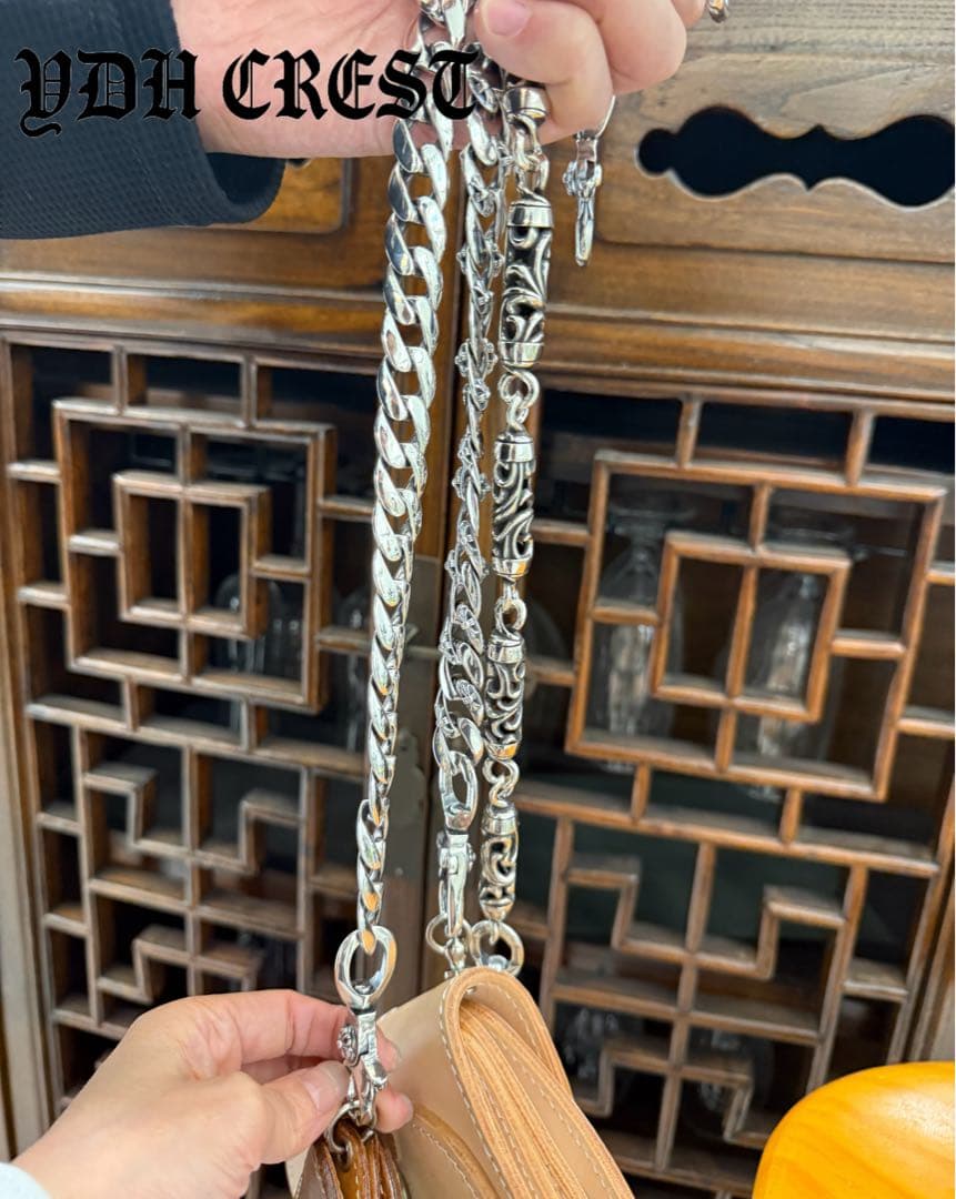 ★ZKWCN40　ウォレットチェーン　重厚クロスチームチェーン40cm　刻印有り