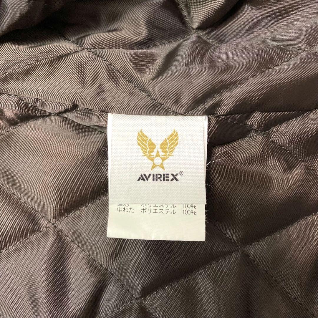 AVIREX メンズ メルトンウール ピーコート 袖レザー切替 キルティング L