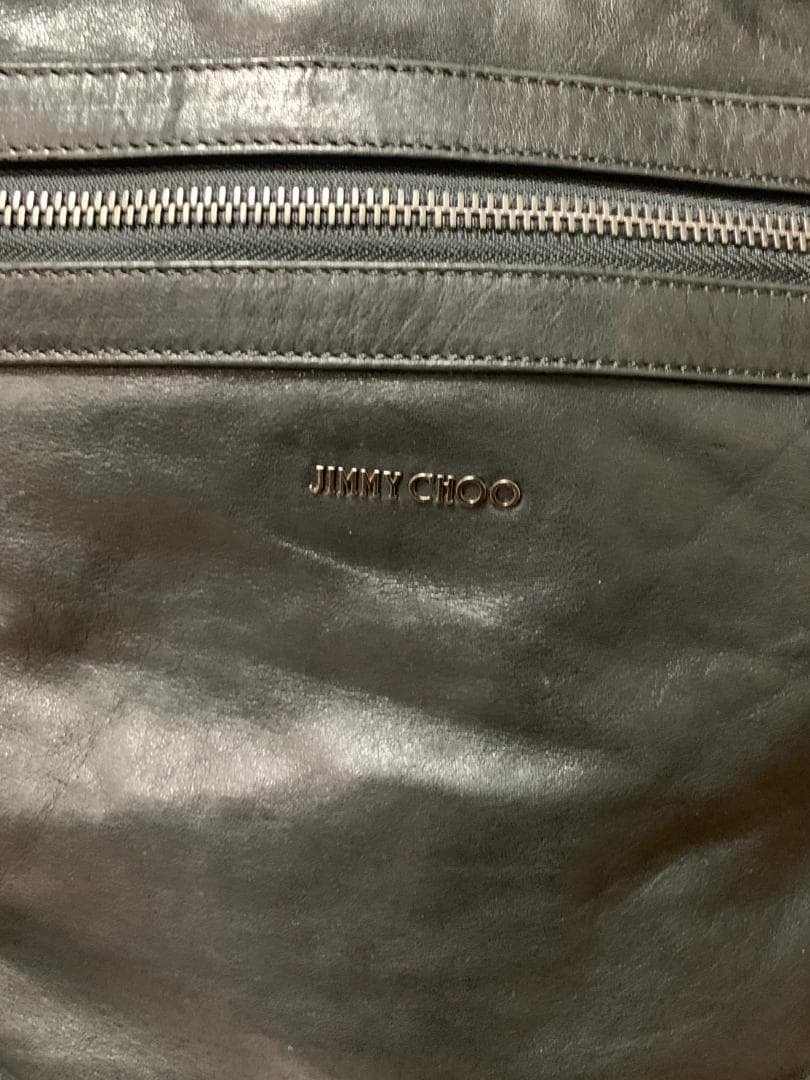 [JIMMY CHOO] フロントロゴ レザーショルダーバッグ 本革 ブラック