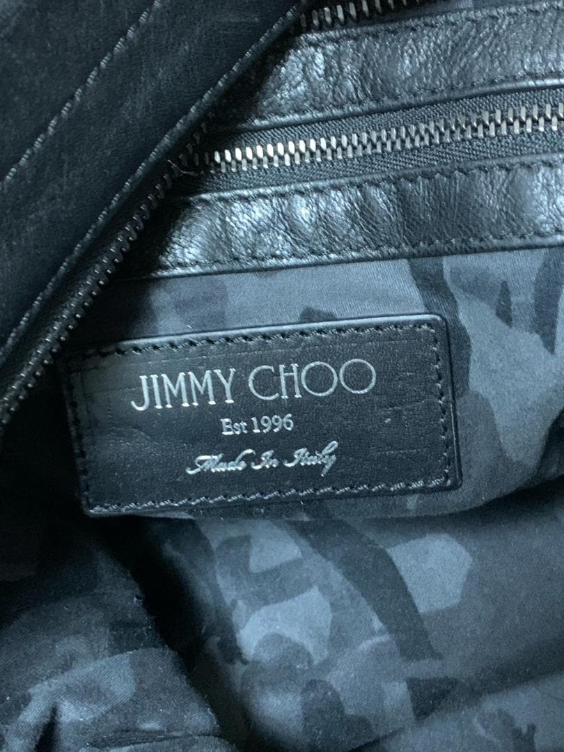 [JIMMY CHOO] フロントロゴ レザーショルダーバッグ 本革 ブラック
