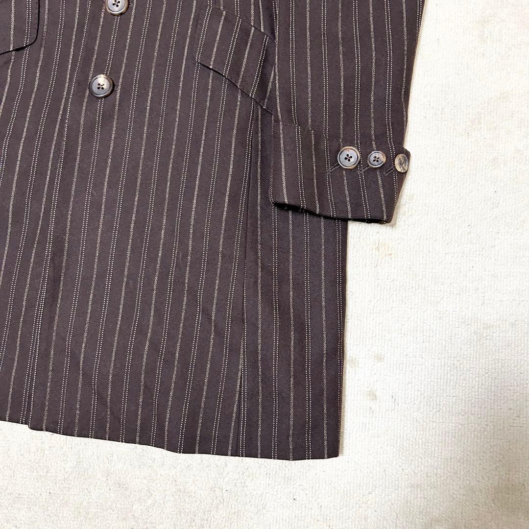 美品　ポールスミスコレクション　ウールチェスターコート　ブラウン　ストライプ