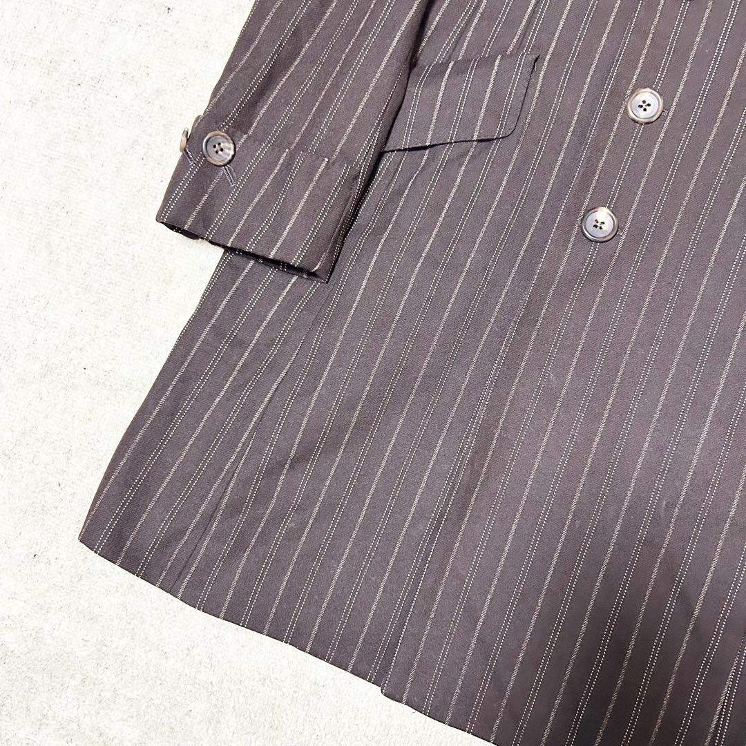 美品　ポールスミスコレクション　ウールチェスターコート　ブラウン　ストライプ