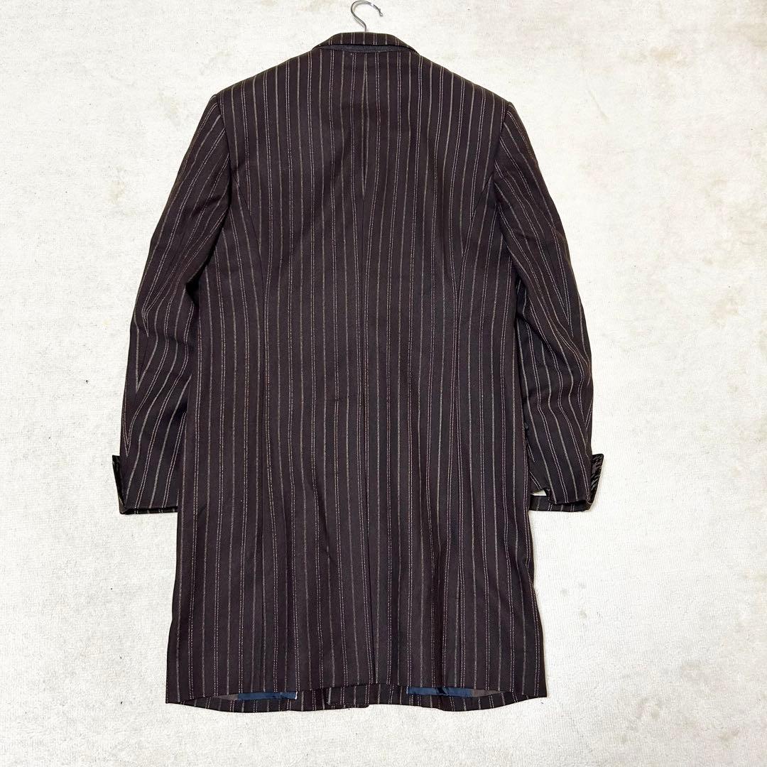 美品　ポールスミスコレクション　ウールチェスターコート　ブラウン　ストライプ