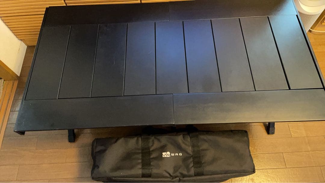 WAQ折りたたみテーブル 収納バッグ付き 黒 115cm