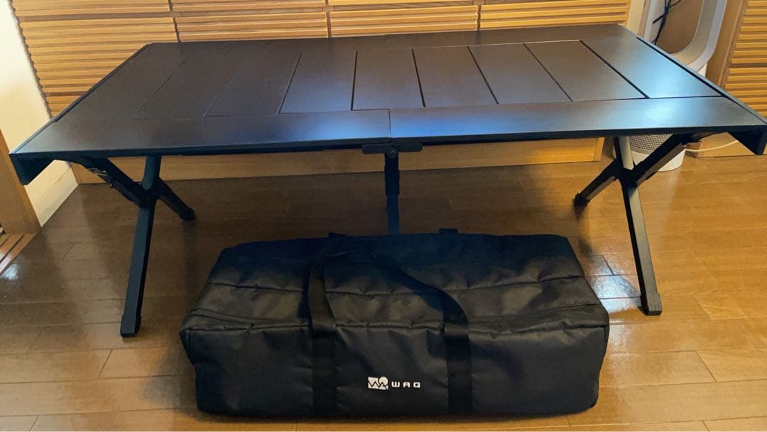 WAQ折りたたみテーブル 収納バッグ付き 黒 115cm