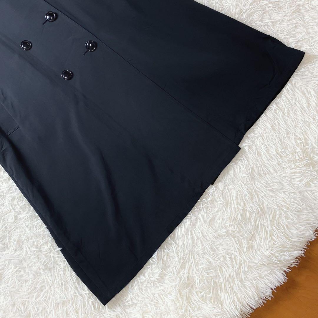 1値下げ中 leilian 高級シルク100 ビッグ ロングトレンチコート 黒