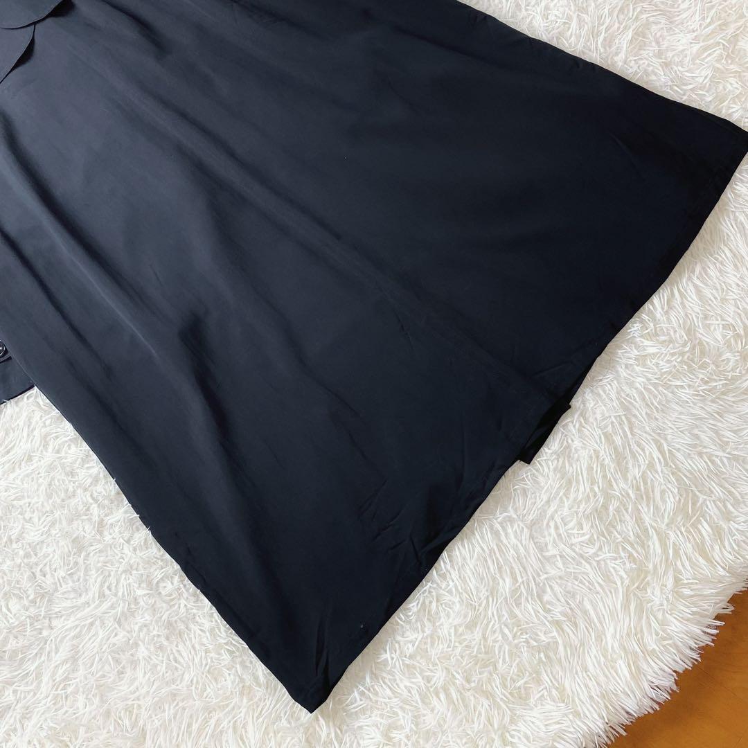 1値下げ中 leilian 高級シルク100 ビッグ ロングトレンチコート 黒