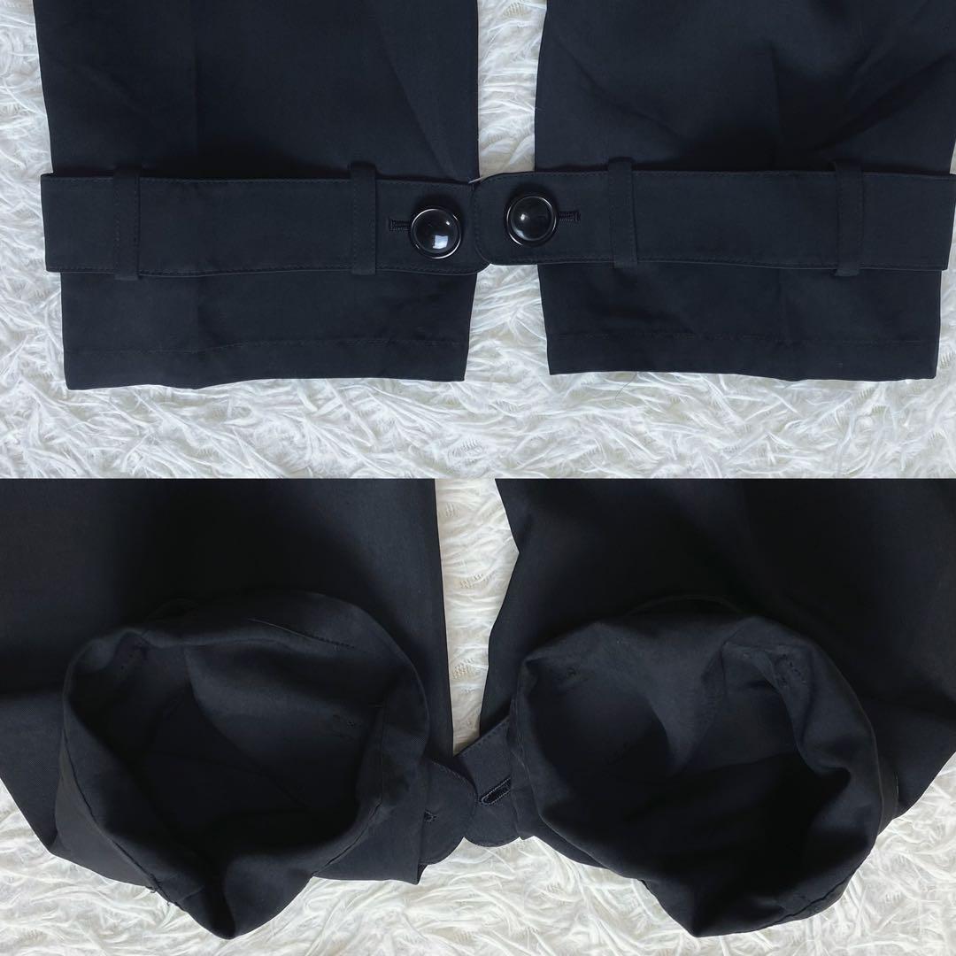 1値下げ中 leilian 高級シルク100 ビッグ ロングトレンチコート 黒