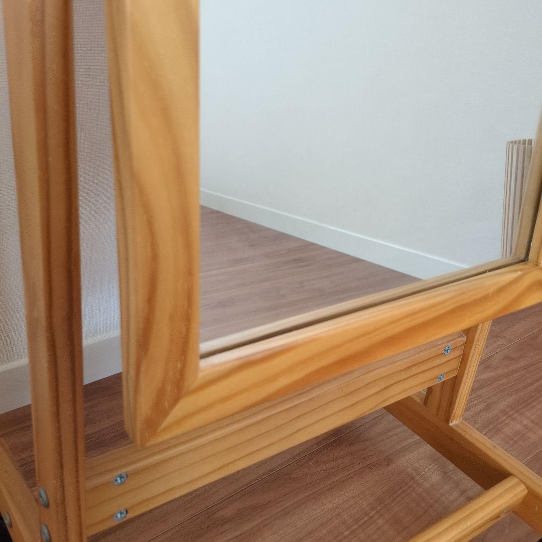 木製スタンドミラー キャスター付き