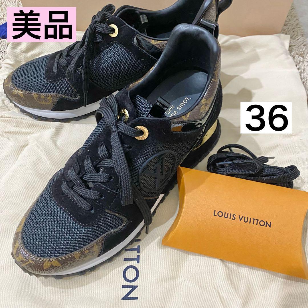 LOUIS VUITTONランアウェイラインスニーカー36 ブラック　モノグラム