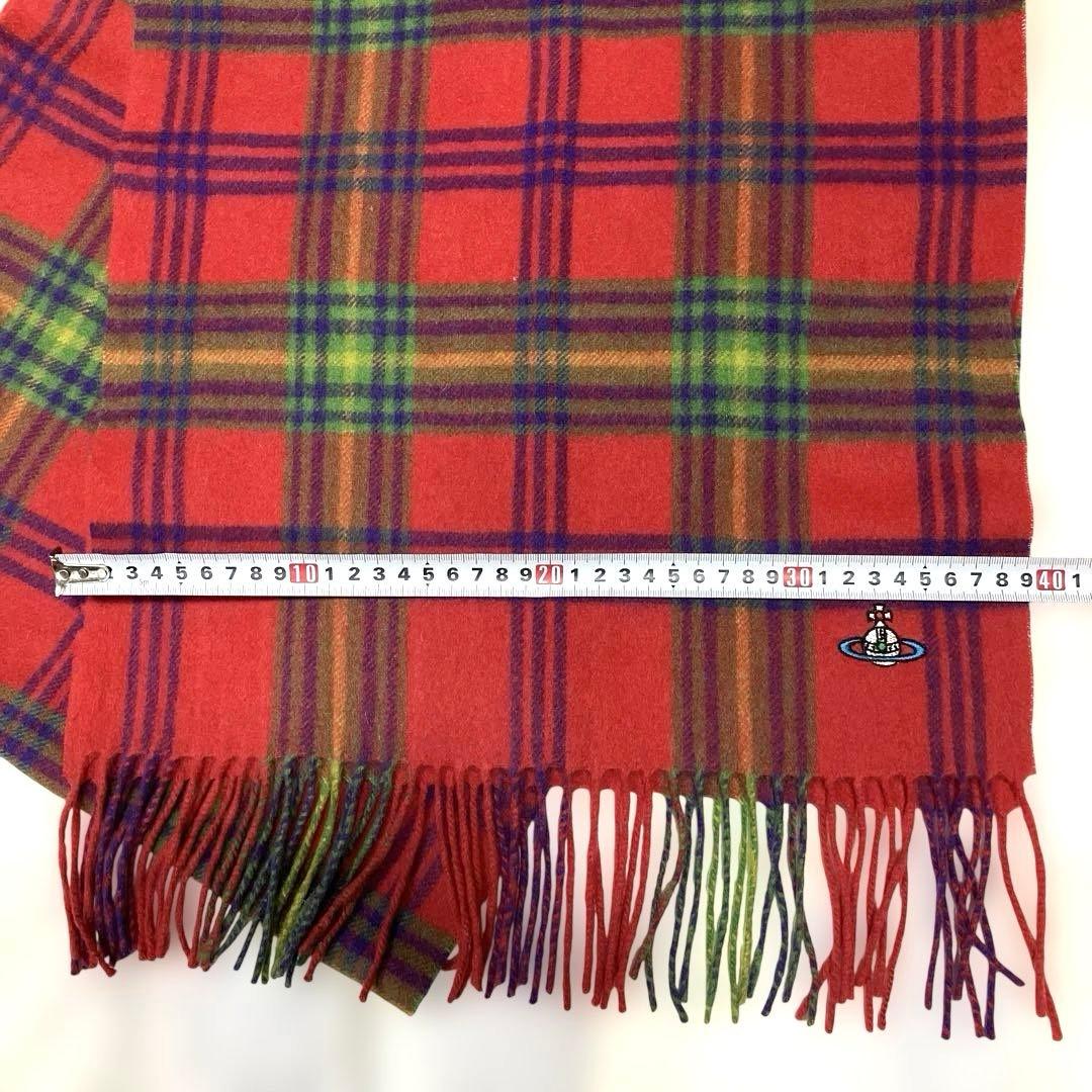 ヴィヴィアンウエストウッド☆赤チェック柄　オーブマフラー　刺繍ロゴ