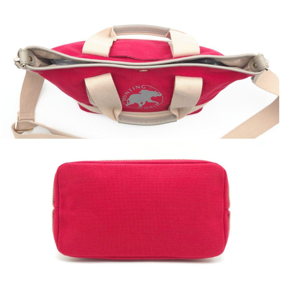 ✨美品✨ハンティングワールド 2Way ショルダーバッグ キャンバス レザー 赤