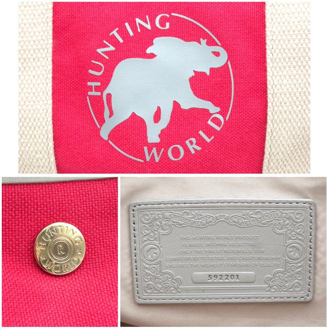 ✨美品✨ハンティングワールド 2Way ショルダーバッグ キャンバス レザー 赤