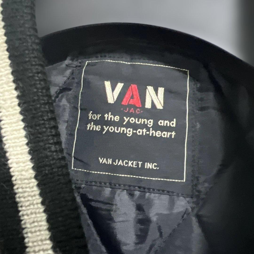 VAN JAC スタジアムジャンパー　ブラック　袖皮　 Lサイズ