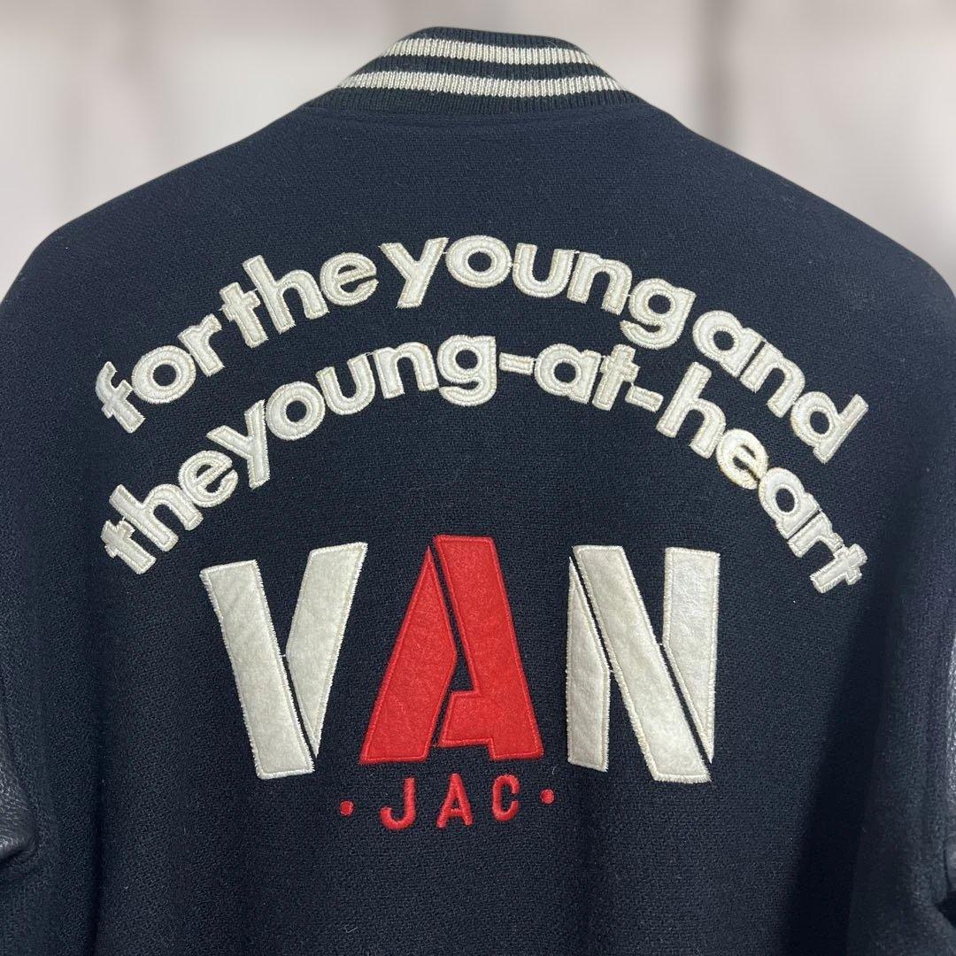 VAN JAC スタジアムジャンパー　ブラック　袖皮　 Lサイズ