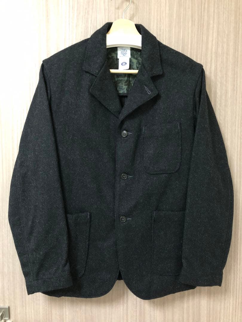 ポストオーバーオールズ OK RIDER ウールメルトンジャケット チャコール