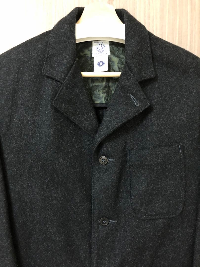 ポストオーバーオールズ OK RIDER ウールメルトンジャケット チャコール