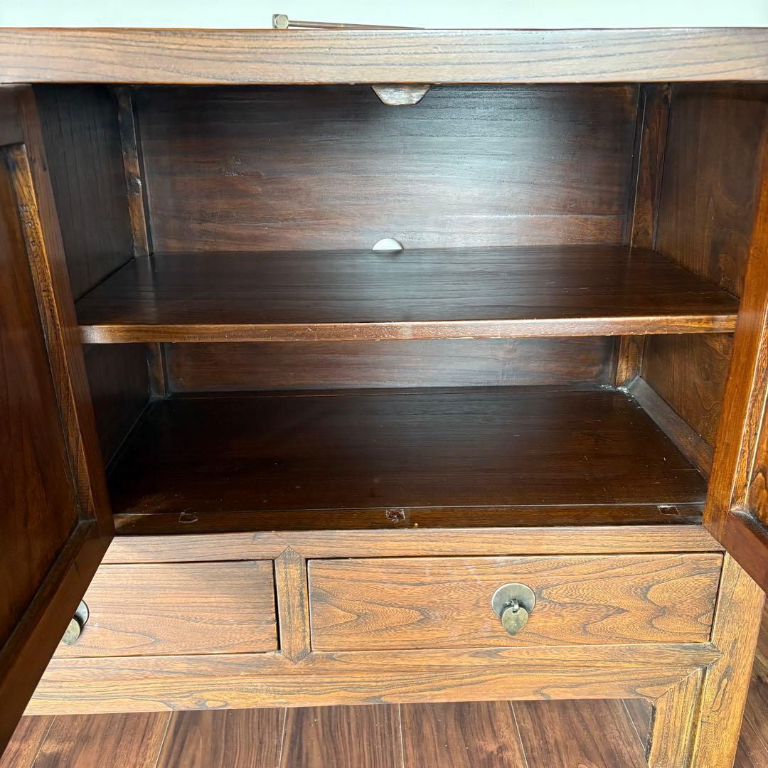 木製アジアンスタイルキャビネット 引き出し付き