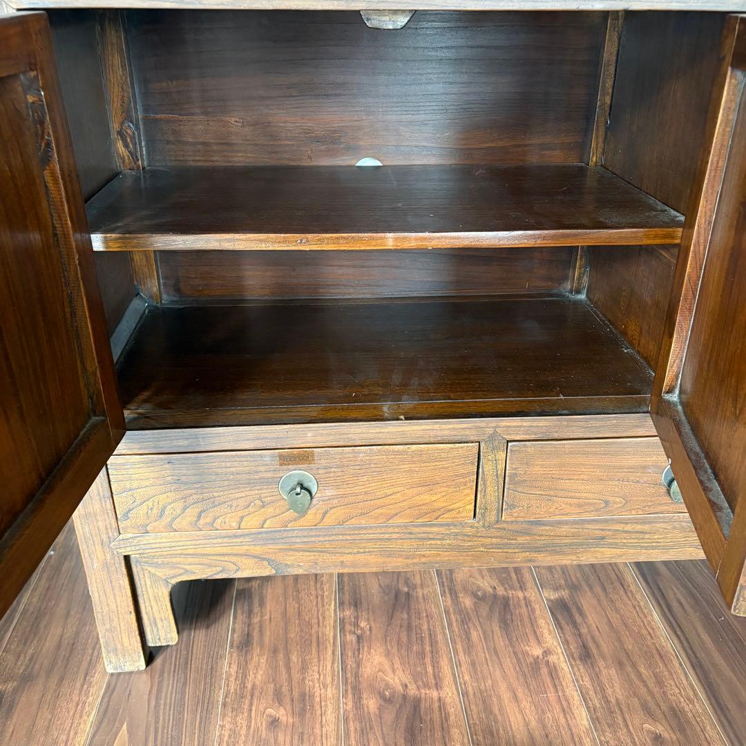 木製アジアンスタイルキャビネット 引き出し付き