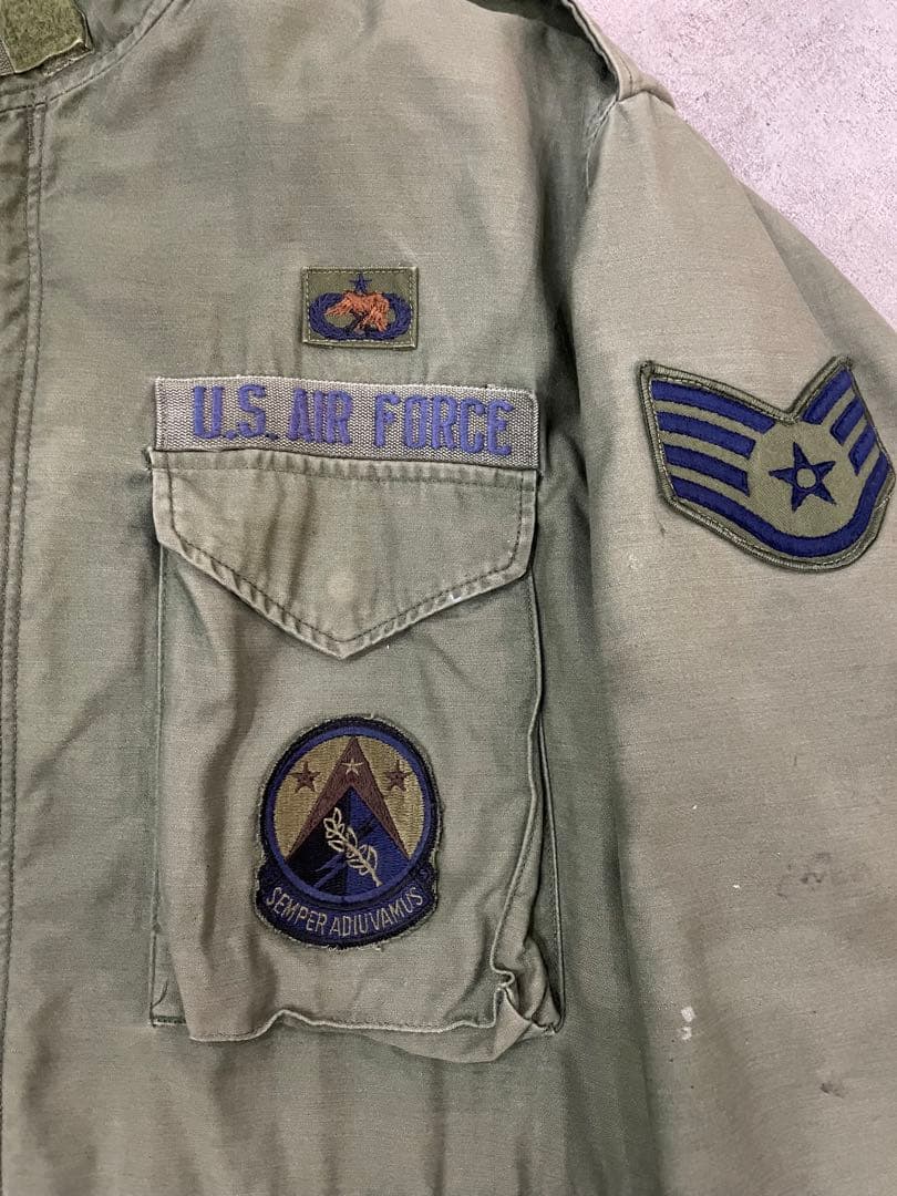 80's ミリタリー M-65 フィールドジャケット　当時ワッペン付き　ボロ