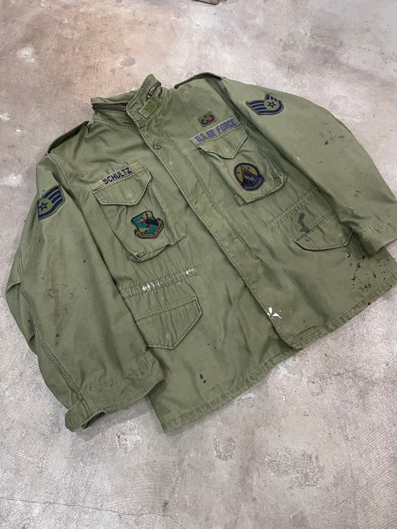80's ミリタリー M-65 フィールドジャケット　当時ワッペン付き　ボロ