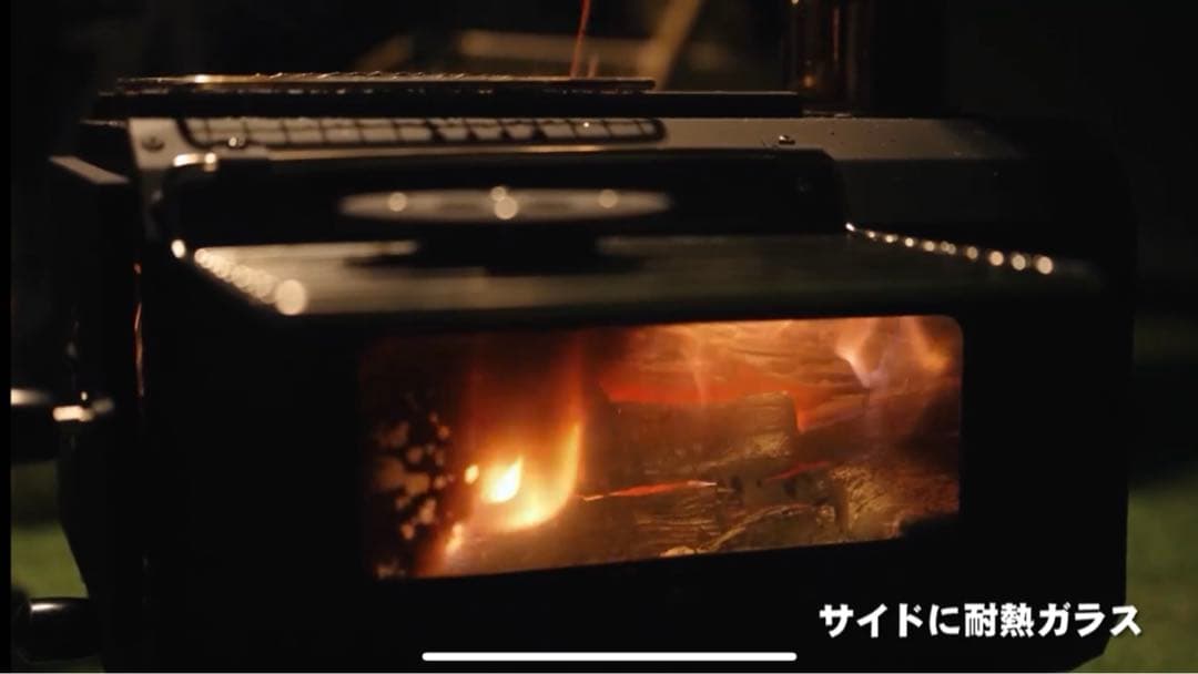 新品 多機能 グリル 薪ストーブ 2面耐熱ガラス窓 コンパクト 煙突・ケース付