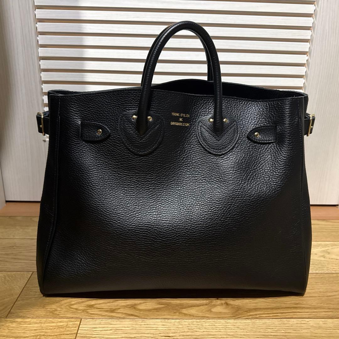 ヤングアンドオルセン エンボス レザー ベルテッド トートバッグ M