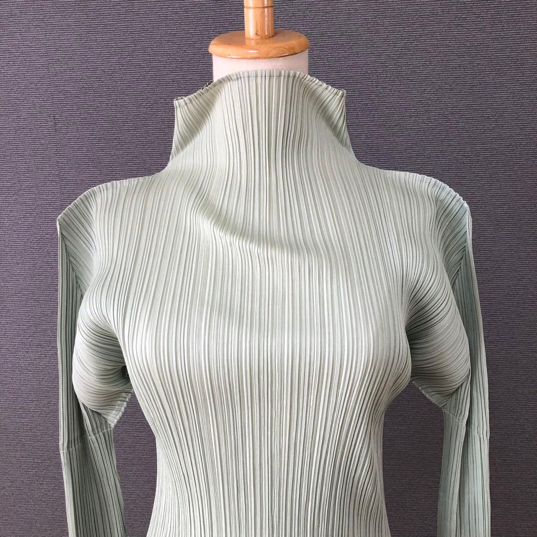 PLEATS PLEASE ハイネック 長袖カットソー 3 ミントグリーン
