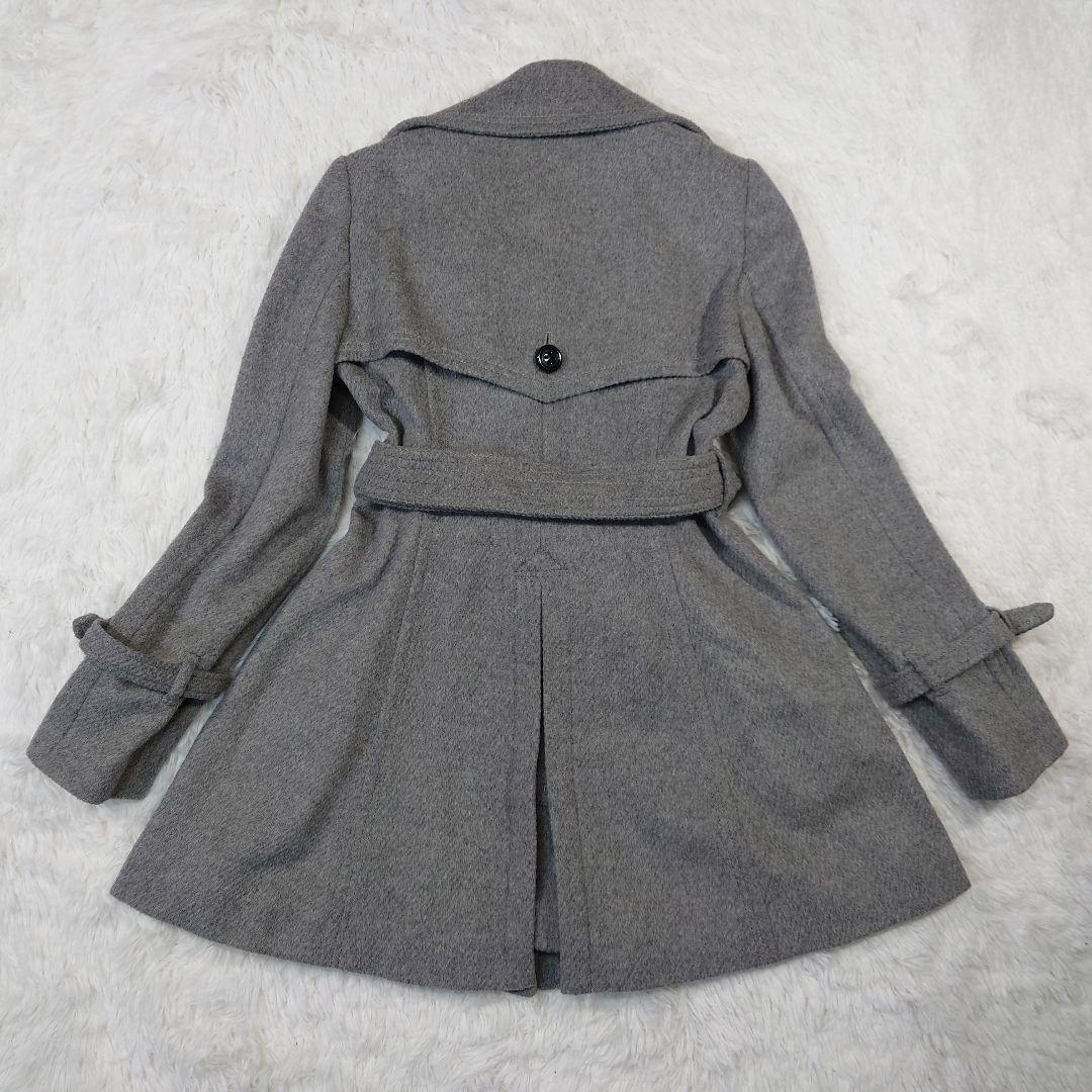 バーバリー ブルーレーベル　ロングコート　アンゴラ　ノバチェック　グレー 38