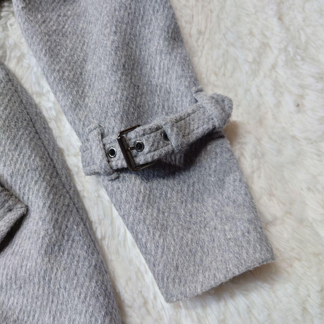 バーバリー ブルーレーベル　ロングコート　アンゴラ　ノバチェック　グレー 38