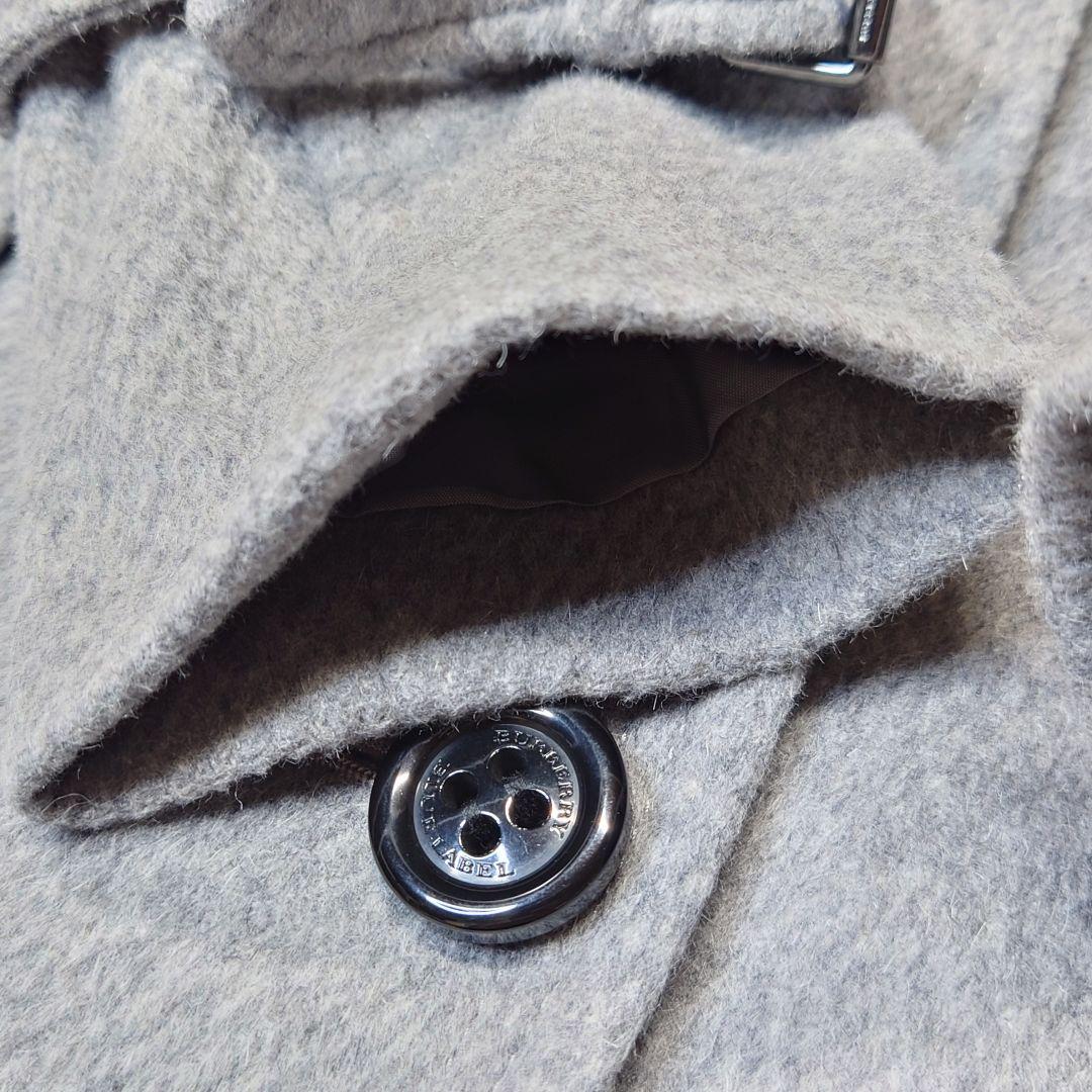 バーバリー ブルーレーベル　ロングコート　アンゴラ　ノバチェック　グレー 38