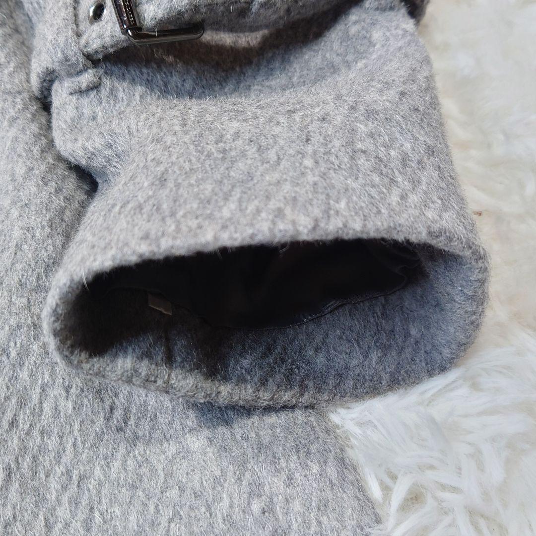 バーバリー ブルーレーベル　ロングコート　アンゴラ　ノバチェック　グレー 38