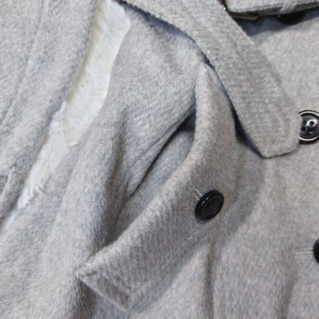 バーバリー ブルーレーベル　ロングコート　アンゴラ　ノバチェック　グレー 38