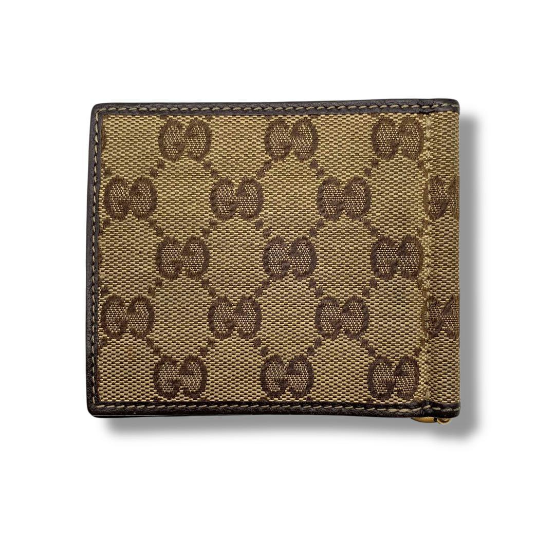 希少！　グッチ　GUCCI マネークリップ　カードケース　キャンバス　レザー