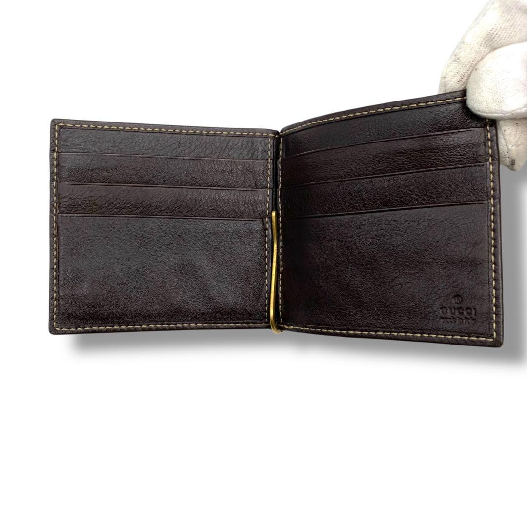 希少！　グッチ　GUCCI マネークリップ　カードケース　キャンバス　レザー