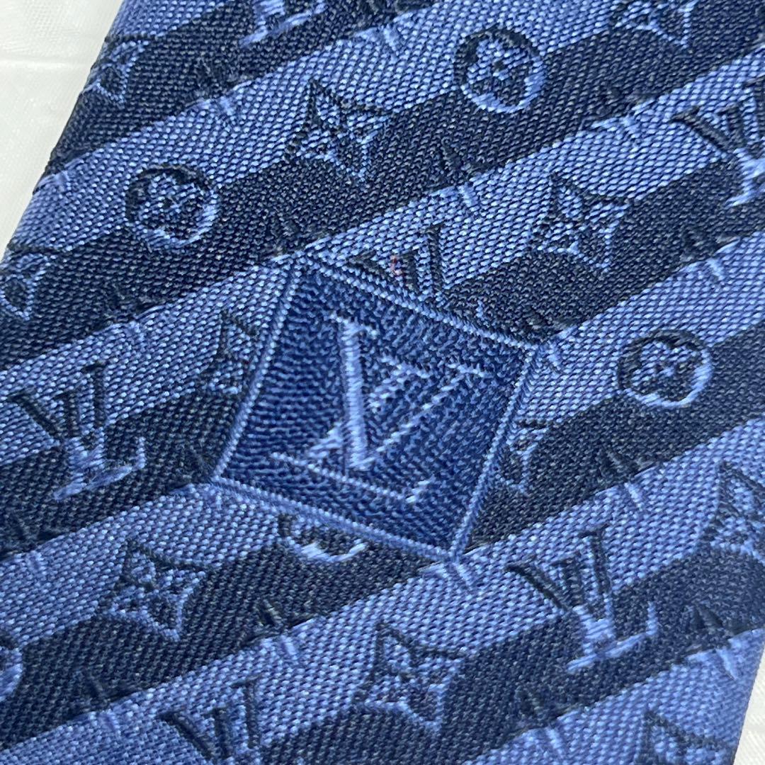 ✨ほぼ未使用品✨ルイヴィトン ネクタイ　モノグラム ダイアゴナル　マリーヌ