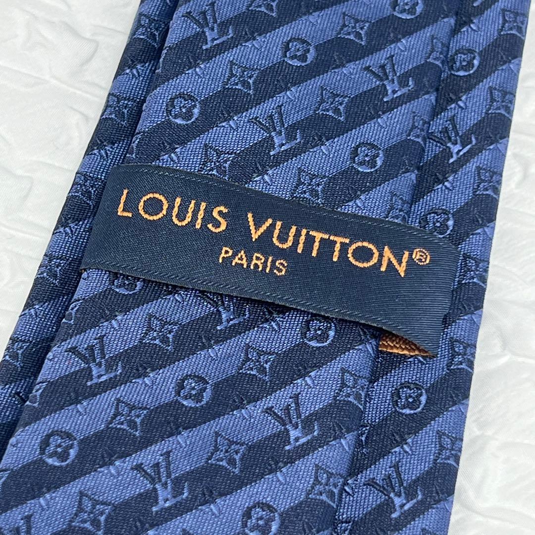 ✨ほぼ未使用品✨ルイヴィトン ネクタイ　モノグラム ダイアゴナル　マリーヌ