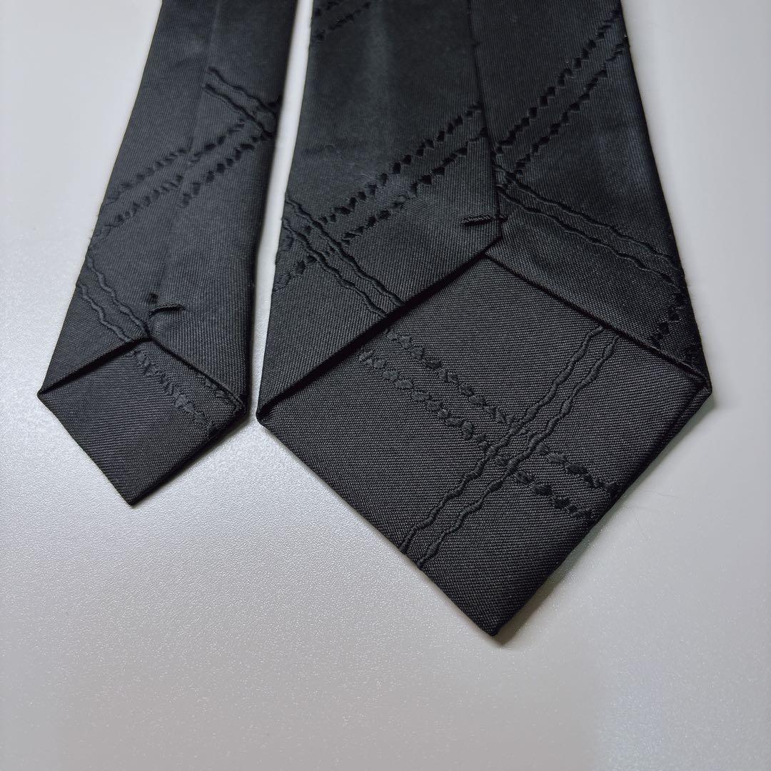 00s コムデギャルソン 未使用 ネクタイ ステッチ柄 チェック 黒