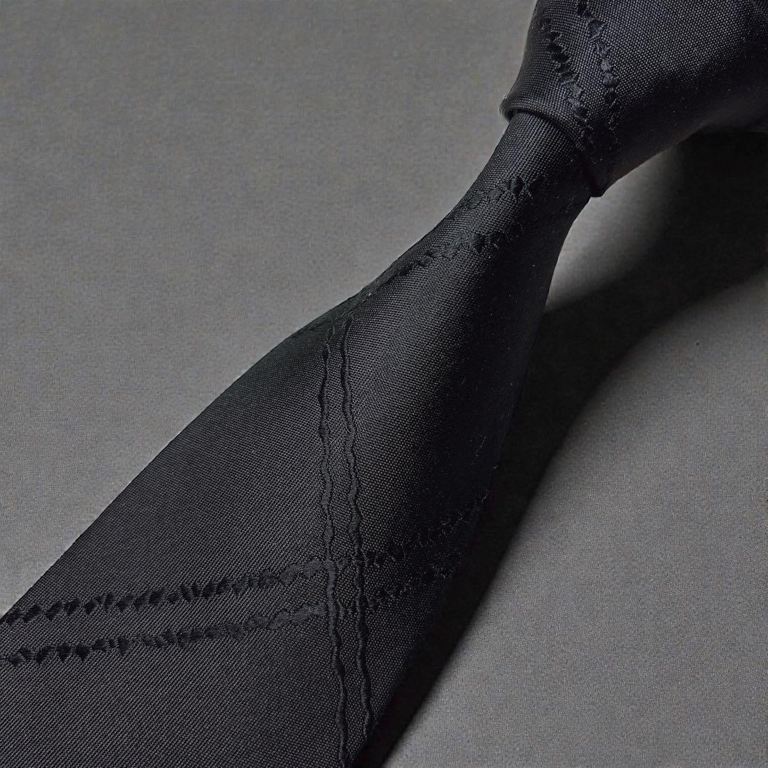 00s コムデギャルソン 未使用 ネクタイ ステッチ柄 チェック 黒