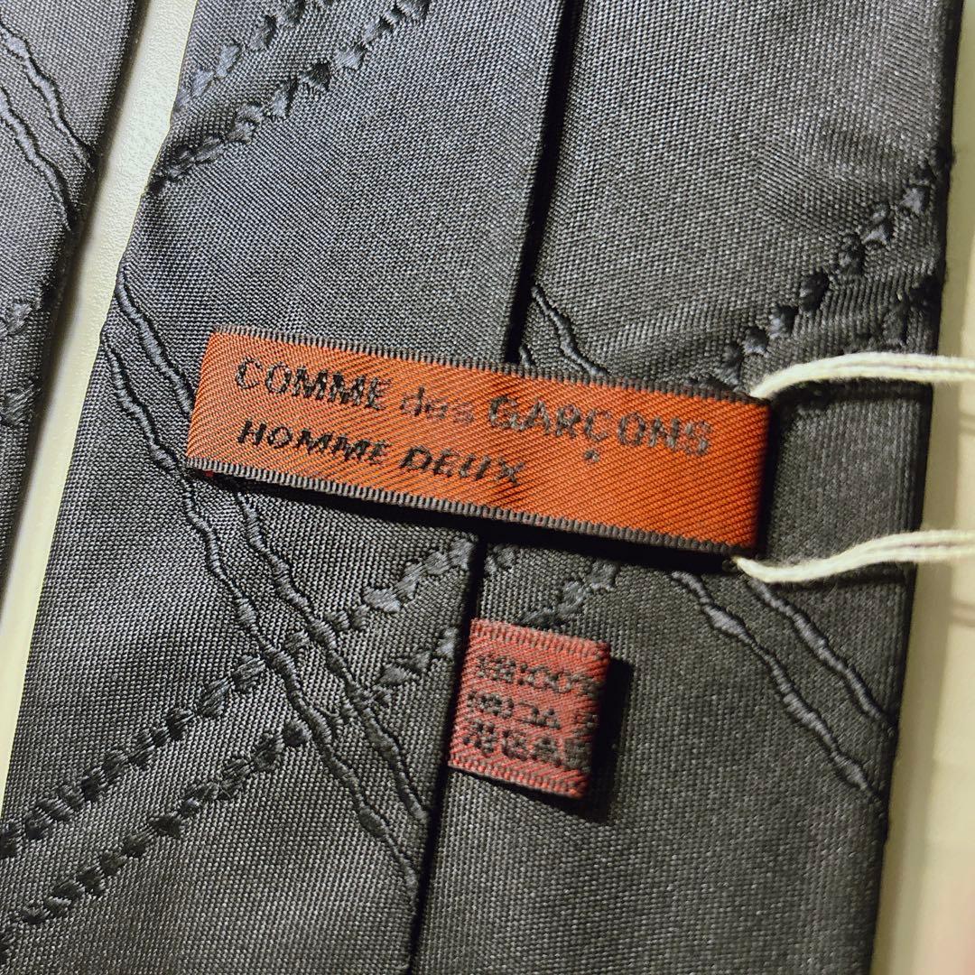 00s コムデギャルソン 未使用 ネクタイ ステッチ柄 チェック 黒