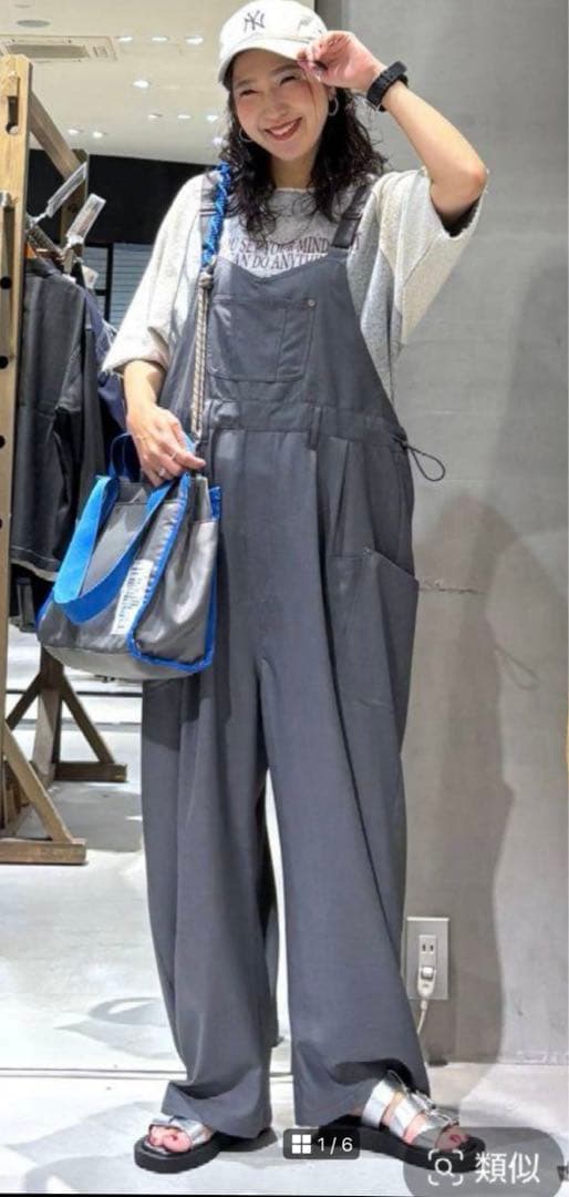 ニコアンド　Misayo ラクテロサロペット　チャコール　Lサイズ