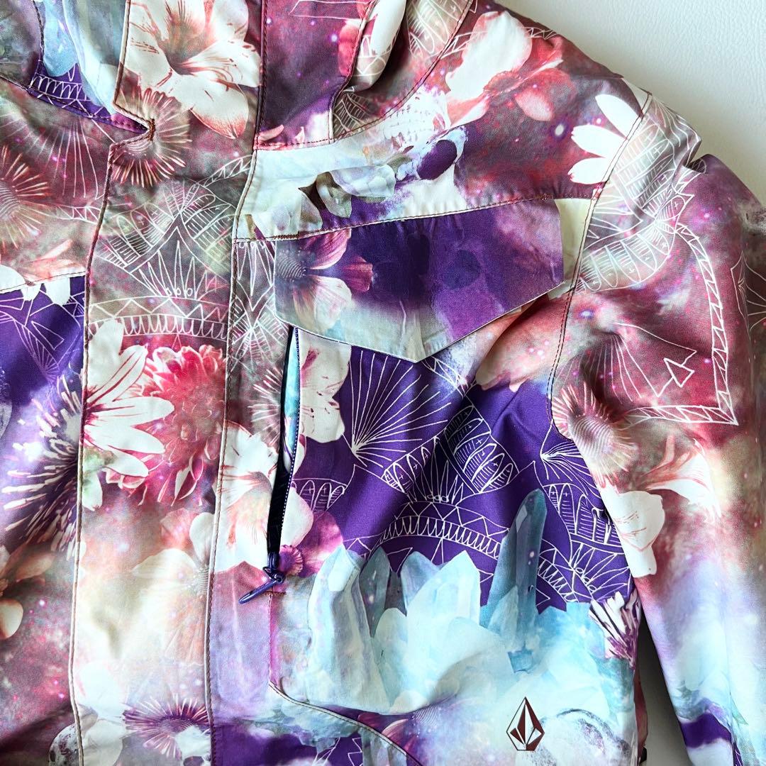 3236【美品】ボルコム　ジャケット ゴアテックス 総柄 花柄　S ピンク