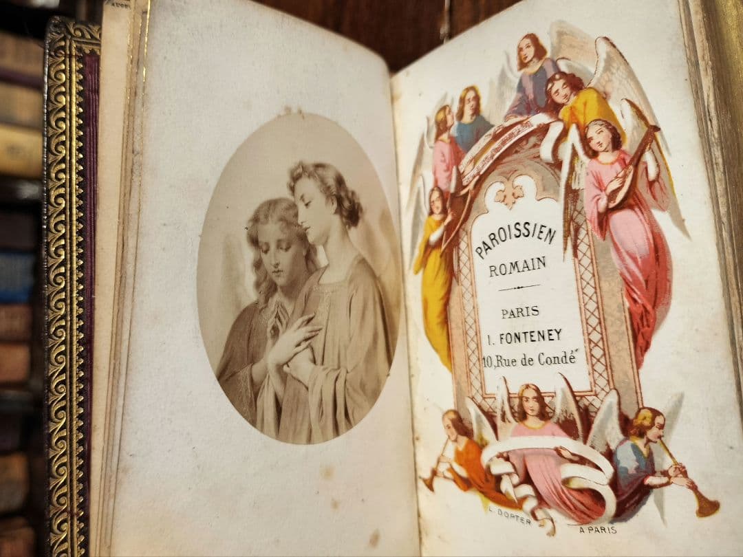 1881年　ミニチュアバイブル革装丁金装飾古書洋書