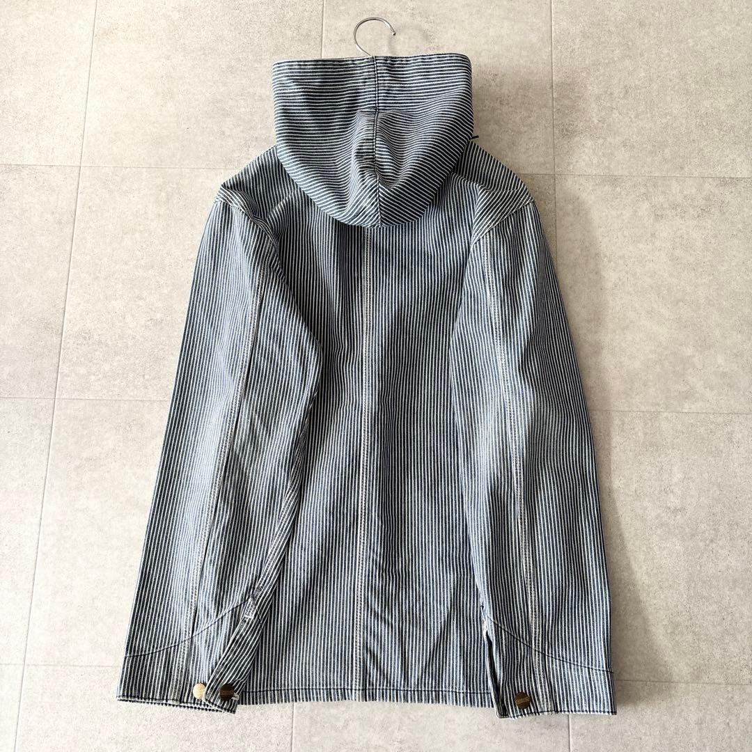 希少✨️カーハート ヒッコリーストライプ フーデッドワークジャケット M ブルー