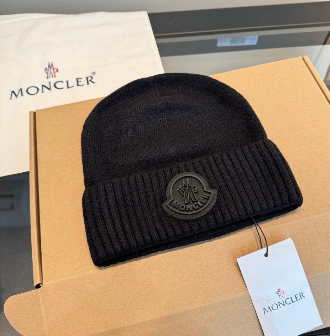 MONCLER ロゴ ニットキャップ ブラック☆