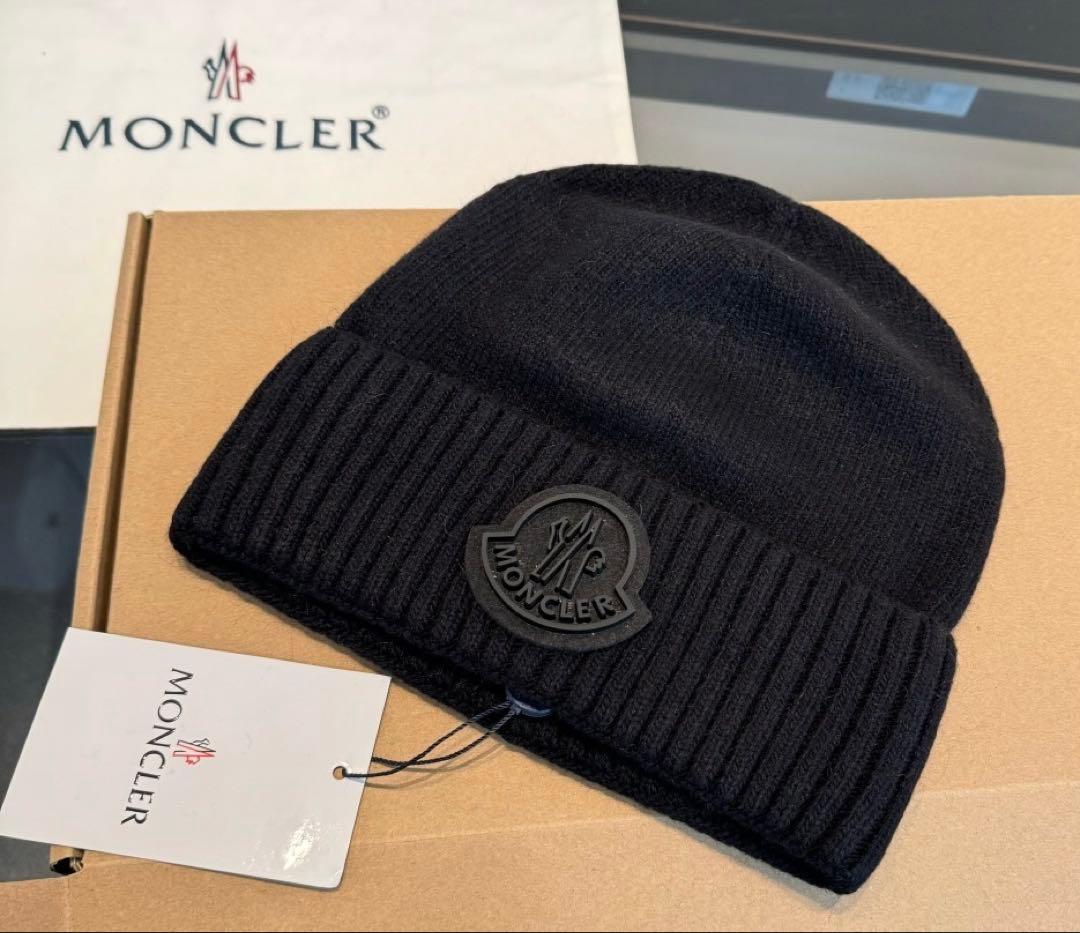 MONCLER ロゴ ニットキャップ ブラック☆